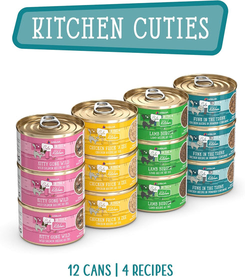 Cats in The Kitchen, Kitchen Cuties Variety Pack, Wet Cat Food, 3.2oz Can, Pack of 12, Weruva