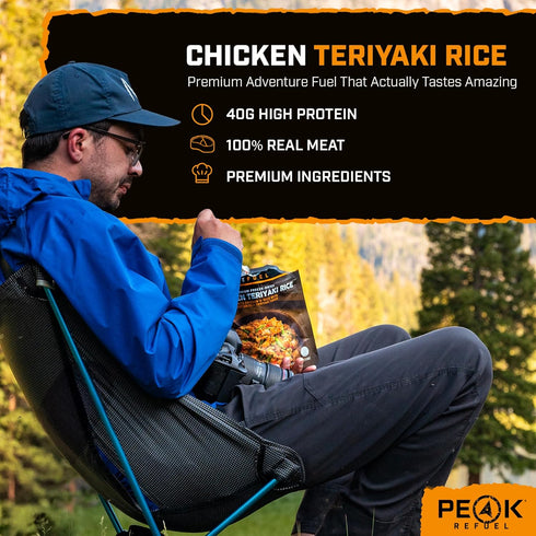 40g 580 100% Backpacking 2 Peak Refuel Chicken Teriyaki Rice | Protein | Calories | Real Meat | Premium Freeze Dried