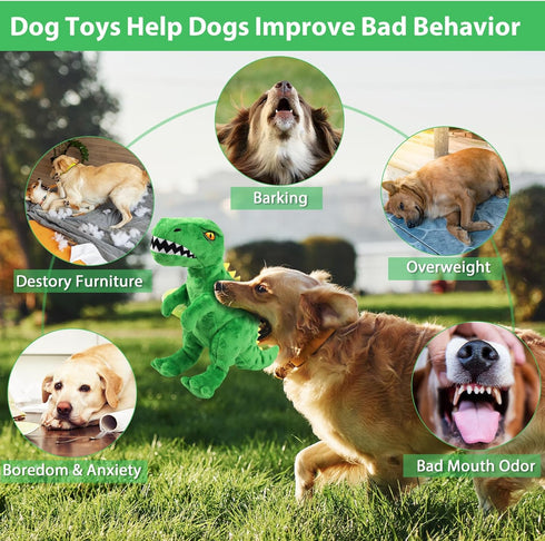 Homounter Dog Toys Cute Dinosaur Plush Toy for Large Dogs - Squeaky Interactive Stuffed Dog Chew Toy for Puppies, Pet