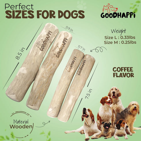 Safe Natural Coffee Wood Dog Chew - Durable Chew Toys for Puppies 0-6 Months, Pack of 2 PCS, Perfect Teething Stick