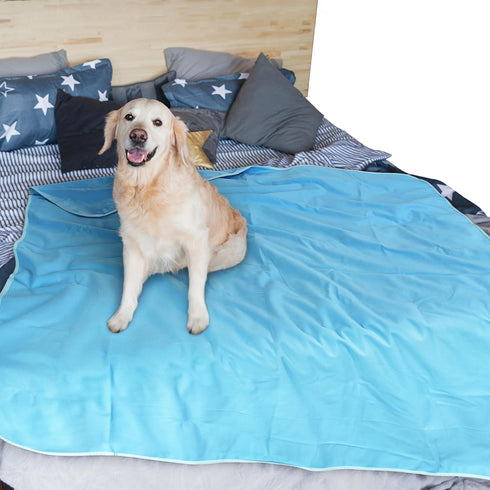 Kritter Planet Waterproof Cooling Dog Mat - Soft Lightweight Cooling Pet Blanket for Summer, 50 x 60 inch, Blue