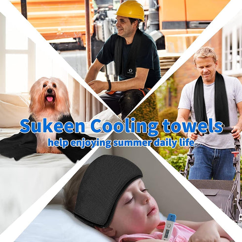 Sukeen 4-Pack Cooling Towel (40"x12") for Neck and Face, Quick-Drying Sweat Absorbing Sports Towel