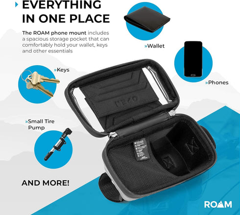 Roam Bike Phone Holder Mount, Waterproof Frame Bag for Bicycle Cell Phone Accessories, Universal Compatibility
