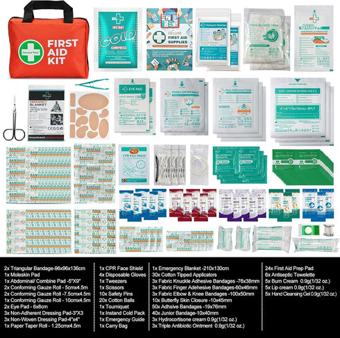 250 Pack,Scissors General Medi First Aid Kit, Piece Small First Aid Kit - Includes Emergency Foil Blanket, Instant Cold