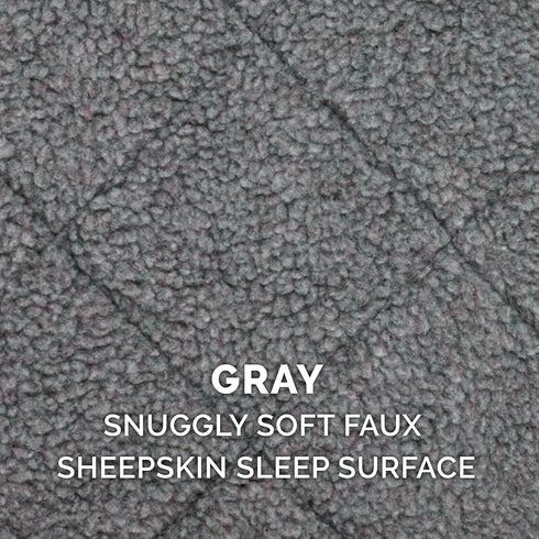 Furhaven Dog Bed for Small Dogs & Indoor Cats, 100% Washable Sherpa Fleece Bolster Crate Pad - Gray, Small