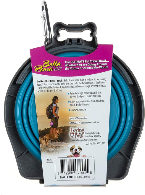 Travel Double Diner Dog Bowl, Loving Pets 73807991, Blue Sm