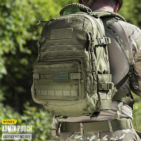WYNEX Tactical Large Admin Pouch of Double Layer Design, Molle EDC EMT Utility Pouch with Map Sleeve Modular Tool Pouch