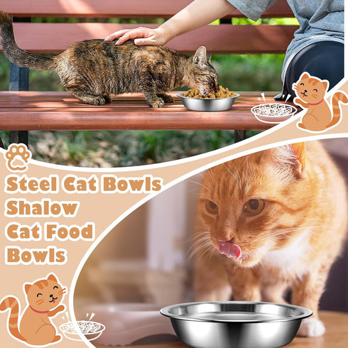 Cat Bowls, 12Pcs Stainless Steel Food Bowls, Replacement Whisker Fatigue Relief Dishes for Small Dogs and Cats