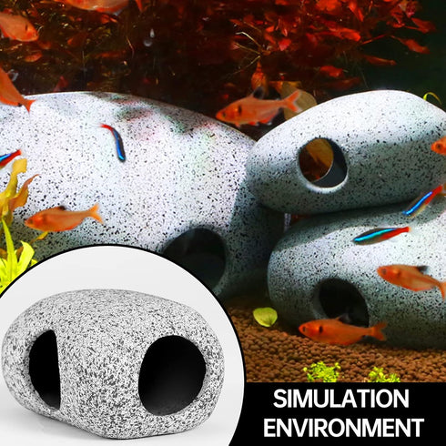 3 Pieces Rock Aquarium Decorations, Stackable Cave Decor, Betta Fish Tank Accessories Hideout