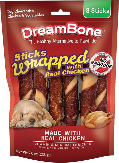DreamBone Chicken-Wrapped Chews 8 Count, Rawhide-Free Chews for Large Dogs