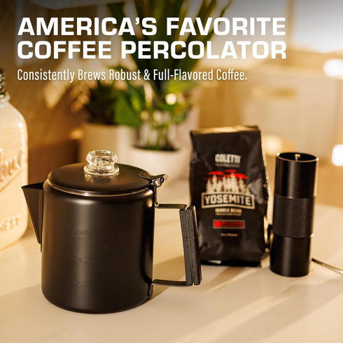 Bozeman [6 COLETTI Black Percolator Coffee Pot Camping Coffee Pot Americas Sleekest Percolator NO Aluminum or Plastic