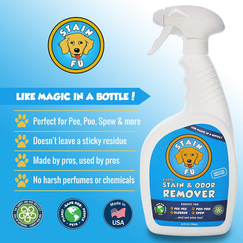Pro Strength Carpet Odor & Stain Remover, 24 fl.oz, Works on Tough Urine, Feces, Vomit, and Red Wine