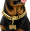 Gold Dog Chain Collar, 18K Cuban Link Metal Chain Collar with Secure Buckle, Heavy Duty Chew Proof for Medium Dogs