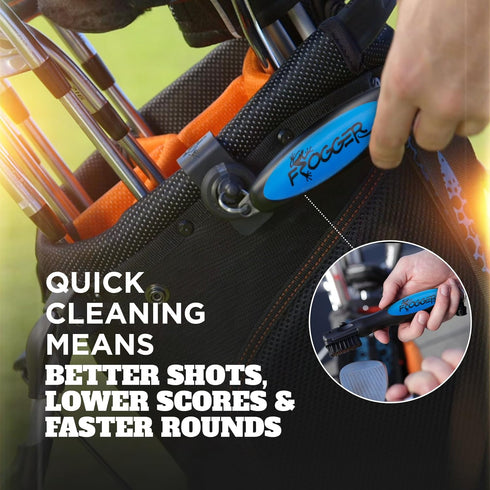 Frogger BrushPro Golf Club Cleaner with Ergonomic Grip and Latch-it Magnet - Professional Brush for Golfers
