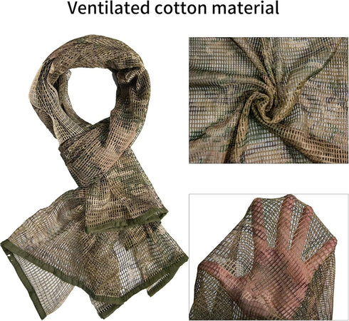 Sniper Veil Netting Camo Scarf, Men Camo Gun Wrap for Hunting, Shooting, Outdoor Activities
