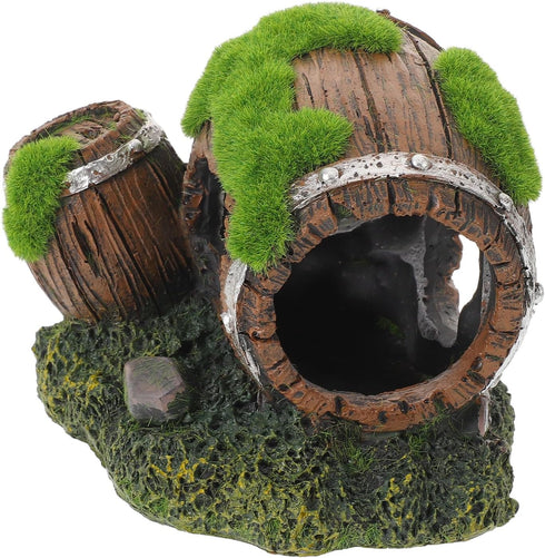 Wakauto Fish Hideout Aquarium Decoration Resin Hollow Double Barrel Shrimp Cave Shelter