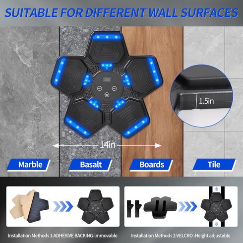 Music Boxing Machine for Adults and Kids, Smart Bluetooth Boxing Training Equipment with Gloves, Target Workout
