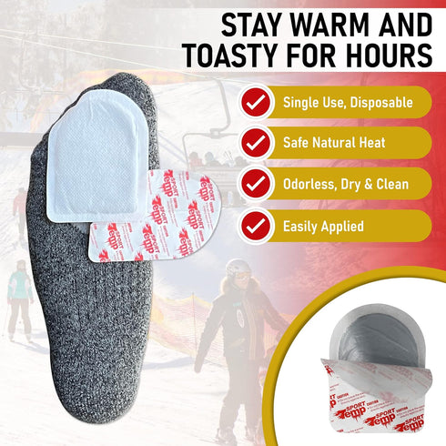 Toe Warmers - Up to 10 Hours of Heat, Ultra Thin, Easy, All Natural, Air Activated Hot Toe Warmers