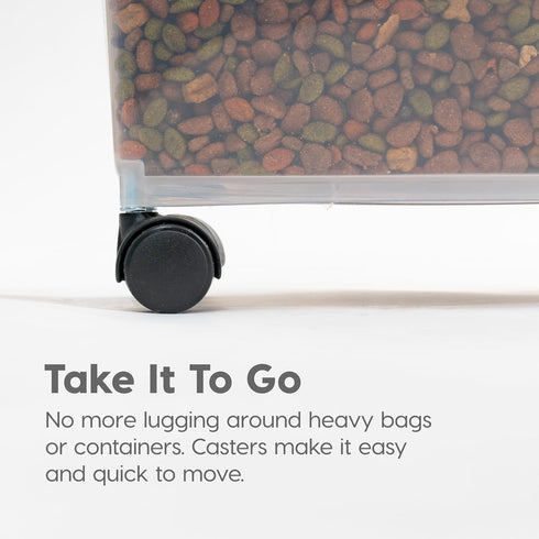 IRIS USA Airtight Dog Food Storage Container, Up to 30 lbs, with Attachable Wheels for Easy Mobility