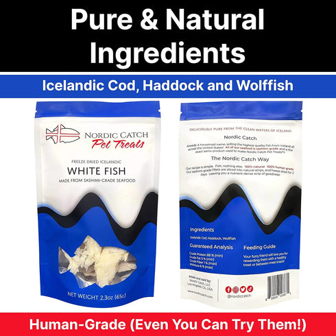 Nordic Catch Freeze Dried Fish Pet Treats from Iceland - Pure, All Natural Seafood Snacks for Dogs, Cats and Other Pets