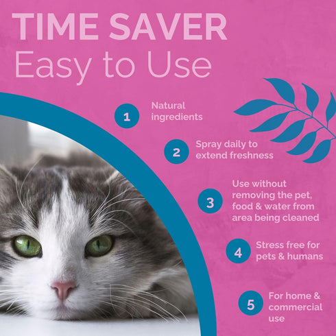 No Scent Cat Litter Box Cleaner, for Odor & Stains, Daily Freshener for Furniture, Hard Surface, Fabric & Car, 8 Fl Oz