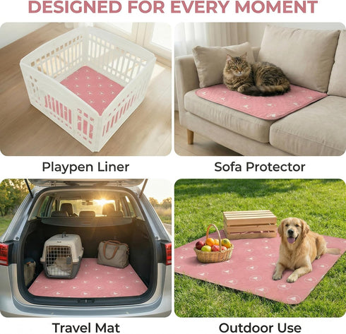2 Pack 36"x36" 3-Layer PJYuCien Non-Slip Pet Playpen Mat with Comfort, Reusable and Washable Training Crate Pad, Travel