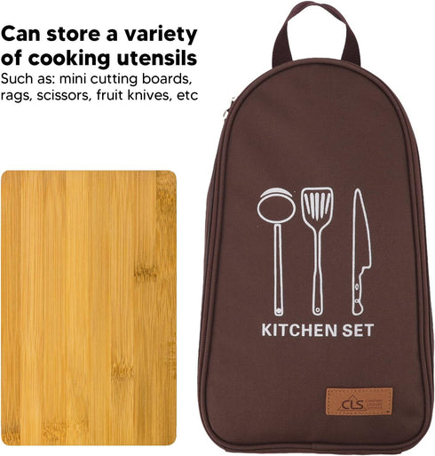 TOPINCN Cooking Utensils, Pouch Polyester Fabric Camping Cookware Travel Storage Bag, Outdoor Large Space Cookware Kit