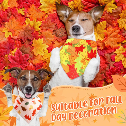 50 25 (25.6 17.7 17.7) Preboun Pcs Fall Thanksgiving Dog Bandana Bulk Pumpkin Maple Leaves Bandana for Dogs Triangle
