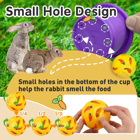Iffitya 8 Pcs Colorful Stacking Cups and a Ball for Rabbits, Colorful Bunny Cups for Rabbits and Small Animals, Nesting