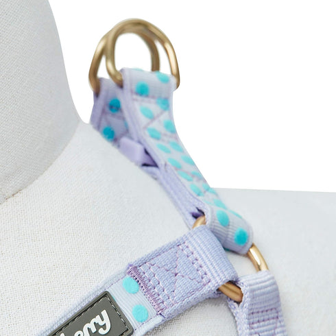 Blueberry Pet 4 Patterns Step-in Velvety Polka Dot Flocking Dog Harness, Pastel Purple, Chest Girth 20" - 26", Medium,