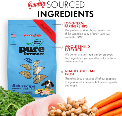 Grandma Lucy's Pureformance Freeze-Dried Dog Food, Fish, 1 lb