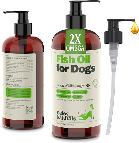 Wild Caught Fish Oil for Dogs - 16oz - Omega 3-6-9, Reduces Shedding, Supports Skin, Coat, Joints, Heart
