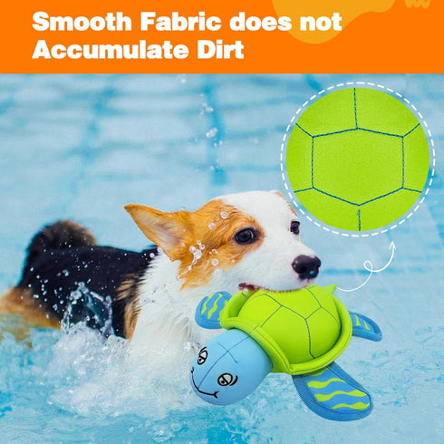 Dog Pool Toys, Floating Squeaky Water Toys for Small and Medium Dogs, Interactive Outdoor Beach Toys - Turtle