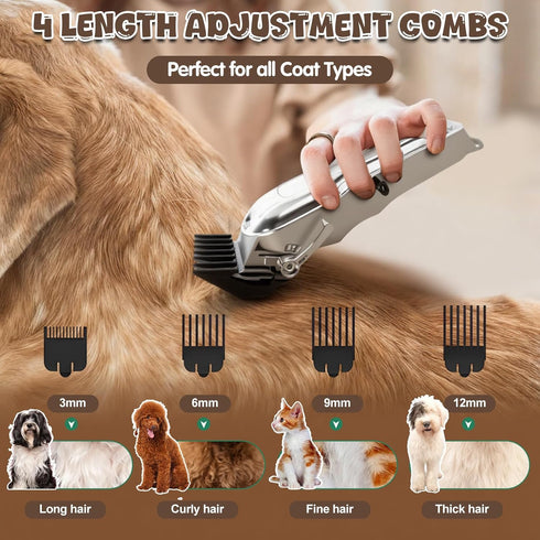 Trimmer Trimmer Dog Grooming Kit with Dog Clippers Rechargeable Wireless Grooming Clippers, Pet for Thick Fur