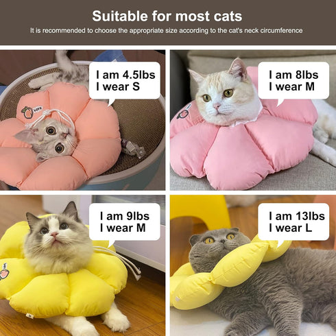 HiDREAM Cat Cone Collar, Cute Waterproof Elizabethan E Collar for Cats, Anti-Bite Lick Wound Healing Safety Collar,