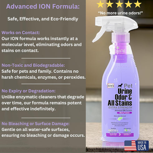 Superior Next-Gen Advanced ION Formula, 2-for-1 Bottle (Free Refill), Extra Strength Stain & Odor Remover, Eco-Friendly