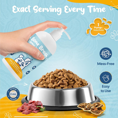 Immune Organic Turkey Tail Mushroom Supplment- Support & Gut Health for Dogs- Functional Mushrooms with Bone Broth Food