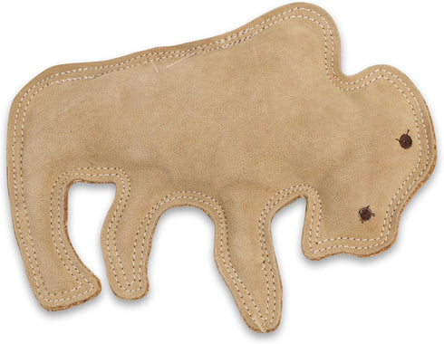 SPOT Dura-Fused Leather Buffalo Dog Toy with Squeaker, Real Leather and Jute Fabric for Aggressive Chewers