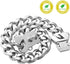 Silver Chain Dog Collar, 19mm Stainless Steel Cuban Link with Secure Snap Buckle for Small Medium Pitbull (19MM, 22")