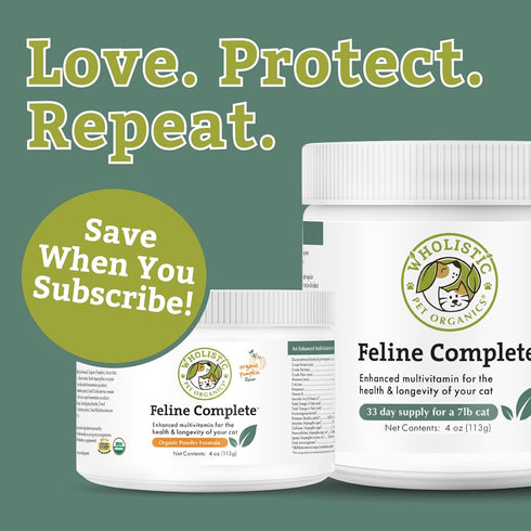 Wholistic Pet Organics Feline Complete - 4 Oz - Multivitamin & Probiotic Powder for Cats