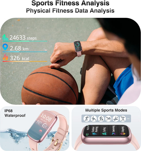 RLQA 24/7 Counter, IP68 Fitness Tracker, Smart Watches for Women Men with Heart Rate/Blood Pressure/Blood Oxygen