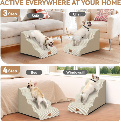 16" H-20 H,3-Step Chair,4-Step (Beige-20 4) Zerbuger Dog Ramp and Stair for Bed Cat Stair for Sofa and Dog Ramp
