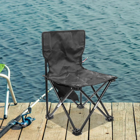 balacoo Portable Foldable Fishing Chair with Oxford Cloth and Carry Bag, Small Gray Striped Camping Chair for Outdoor