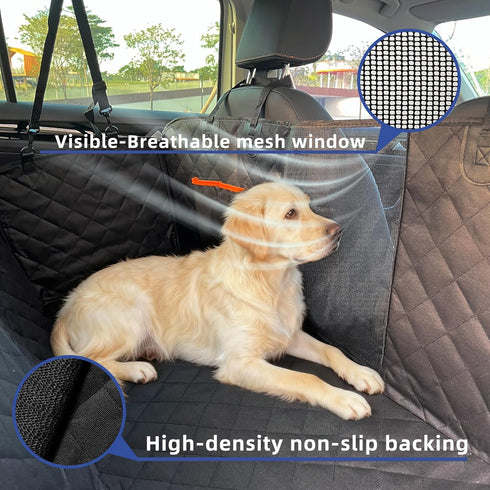 Junpee Hammock Dog Car Seat Cover for Back Seat - Waterproof and Anti-Slip Car Dog Seat Cover, with Design for Safe