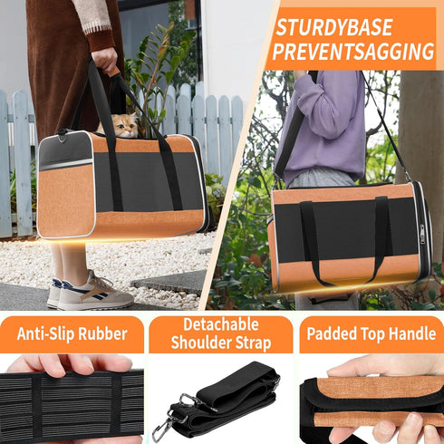 Large Cat Carry Bag, Soft Shell Pet Transport Crate for Shih-Tzu, 18x12x12 Top Opening Kennel for Small Animals