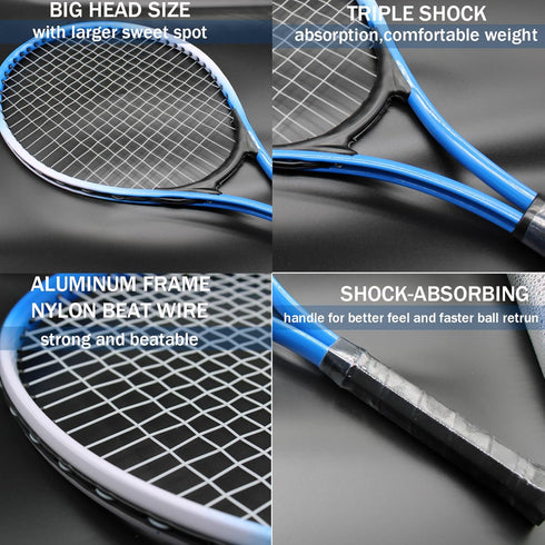 Magicorange Tennis Rackets Set for Kids, 2 Players Recreational with 4 Tennis Balls, 3 Overgrips, 1 Tennis Bag