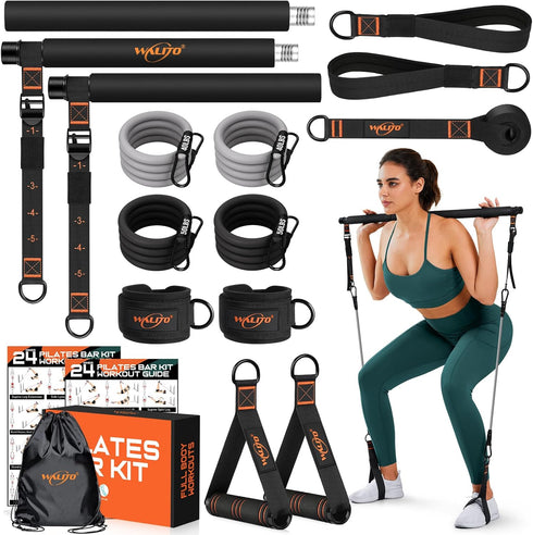 Pilates Bar Kit with Resistance Bands - Multifunctional Yoga Pilates Bar for Full-Body Workouts at Home Gym