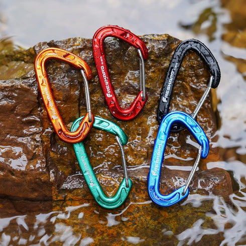 FresKaro 5pcs Nano Carabiner Clips, 8kN 1798lbs, Small Sturdy Reliable Spring Wiregate, Mini Size 2.37inch, Available
