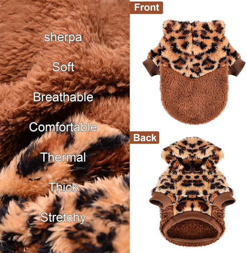 Fleece Dog Sweaters for Small Dogs, Cute Warm Puppy Chihuahua Sweater (Leopard, Small)