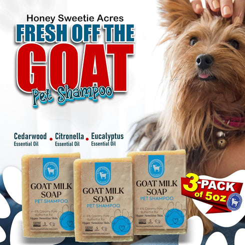 3 Pack 5 oz (3 Count) Honey Sweetie Acres All-Natural Pet Shampoo Bar with Fresh Goat Milk - Moisturizing Relief